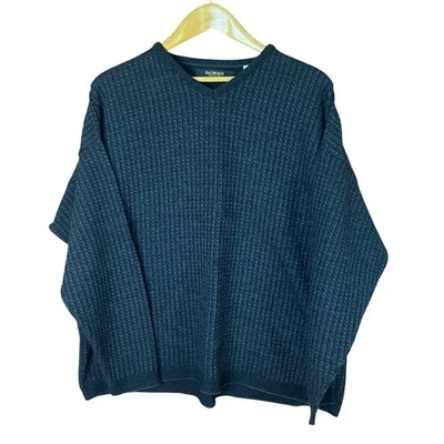 复古 Bachrach 羊毛混纺毛衣男式 XL 码炭灰色针织套衫  — 第 1/4 张图片