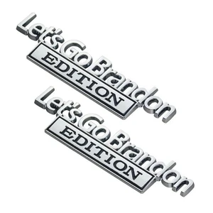 2pc Let's Go Brandon EDITION emblem Badges Fender Car Truck Redneck Silver - Picture 1 of 6