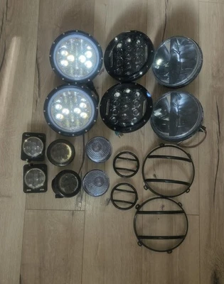 Paar 7 Zoll LED Scheinwerfer Für Jeep Wrangler TJ JK Land Rover Defender 90/110 - Bild 1 von 4