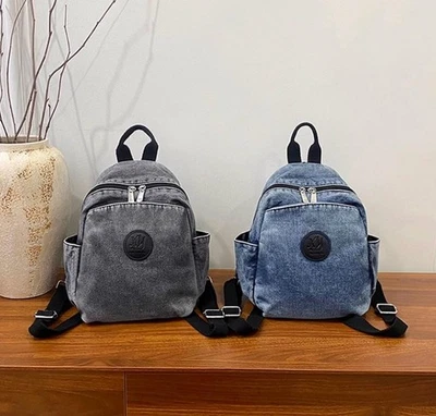 Womens Casual Small Denim Backpack Shoulder Bag Schoolbag Travel Bag Jean Bag - Image 1 of 4