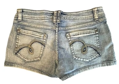 Pantalones Cortos de Jean Bongo Micro Mini Denim Juniors 7 Tiro Bajo Y2K Beach Rave Foto 1 de 4