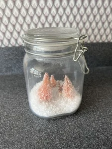 Vintage 6" Christmas Ornament DIORAMA GLASS LOCKING JAR w/REINDEER SNOW & TREES - Picture 1 of 2