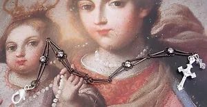 Neu Katholisch 925 Sterling Silber Kruzifix Religiös Armbänder und Ohrringe Set - Bild 1 von 1