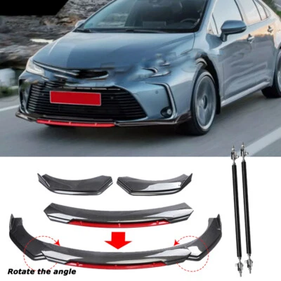 Carbon Style For Toyota Corolla Front Bumper Lip Body Kit Splitter Spoiler Rods - Image 1 of 4