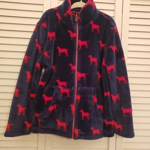 Hatley Size 5 Fleece Zip Jacket Blue With Red Dogs - Picture 1 of 11