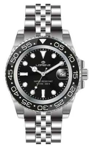 Orologio Uomo LORENZ 26122AA Bracciale Acciaio Nero Sub 100mt FIV - Imagen 1 de 1