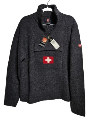 Raro Suéter Victorinox Swiss Army Cruz Lana Bolsillo Frontal Para Hombre XL Gris ☆ Nuevo Foto 1 de 4