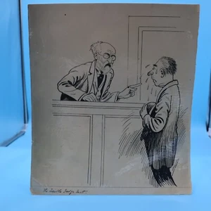 Vintage 1920s Original Ink Drawing " THE TERRIBLE JUDGE MOTT" Artist SIGNED MCD? - Picture 1 of 6