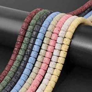 Cuentas sueltas de lava volcánica cilindro natural multicolor de 6/8 mm para hacer joyas - Imagen 1 de 26