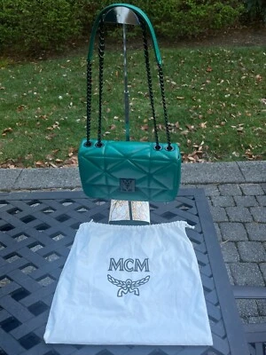 MCM Worldwide Travia Shoulder Bag Cloud Quilted Napa Leather in Galapagos Green - Image 1 of 4