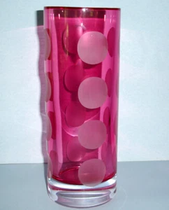 Florero Kate Spade New York Bonita Street Cristal 10" Rosa Lunares Esmerilados Nuevo - Imagen 1 de 4