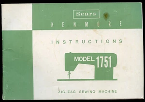 Manual de Instrucciones Sears Kenmore de Colección - Modelo 1751 - Máquina de Coser Zig Zag - Imagen 1 de 6