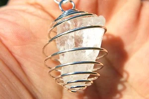 Charged Petalite Crystal Pendant + 20" Stainless Steel Chain & Charger - SYN 12 - Picture 1 of 10