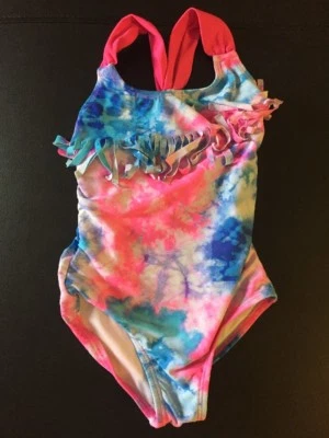 Traje de baño Circo con volantes traje de baño rosa azul tye die niñas 4 5 piscina sol playa Foto 1 de 4