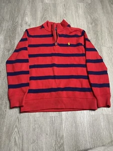 Ralph Lauren Polo 1/4 Zip Sweater Boys Size Large Red Pullover Preppy Preowned - Picture 1 of 5