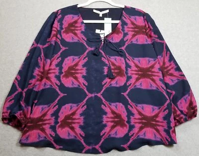 NUEVO Top Collective Concepts para mujer extra grande XL azul rosa tie dye mangas 3/4 Foto 1 de 4