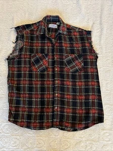 Vintage Retro Townsend & Lake Flanellhemd XL ärmellos distressed Grunge - Bild 1 von 14