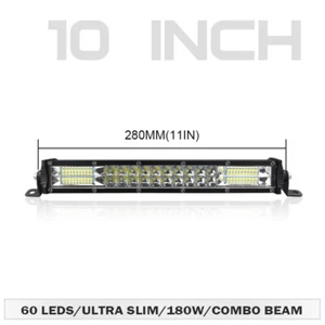 10inch 180W LED Light Bar Dual Row Spot Flood Combo Work SUV Offroad ATV UTV 4WD - Picture 1 of 15