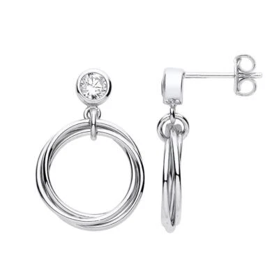 Anillo de boda ruso de plata de ley 925 con circonita cúbica colgante  Foto 1 de 3