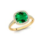 Gift For Her Lab-Created Emerald Solitaire with Accents Ring 18k White Gold