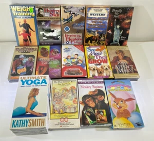 VTG Lot 14 Sealed VHS Tapes Western Fitness Kid WW2 Airplanes Zoo Animals Promos - Foto 1 di 7
