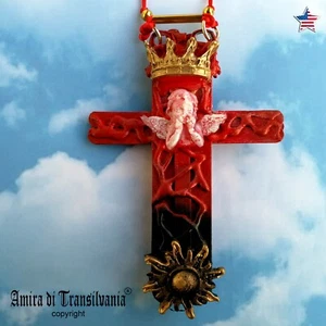 Cross Talisman Crown Angel Sun Necklace Pendant Amulet Jewelry Lucky Crucifix - Picture 1 of 24