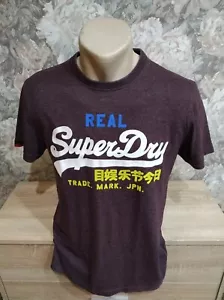 Superdry men's t-shirt size S burgundy multi color logo - Picture 1 of 11