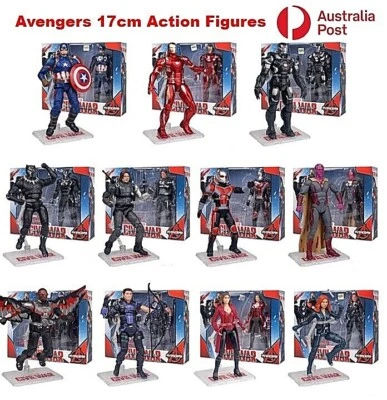 Figuras de acción Vengadores Figuras Spiderman Iron Man Capitán América Soporte 17CM Foto 1 de 4