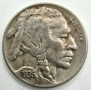 1936 S Buffalo Nickel Planchet Flaw REV & RPM S/S Mint Error VF/XF Free Ship! - Picture 1 of 8