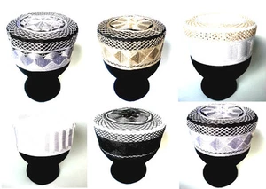 *NEW* HIGH QUALITY EMBROIDED DESIGN MENS KUFI SKULL CAP TOPI MUSLIM PRAYER HAT - Picture 1 of 16
