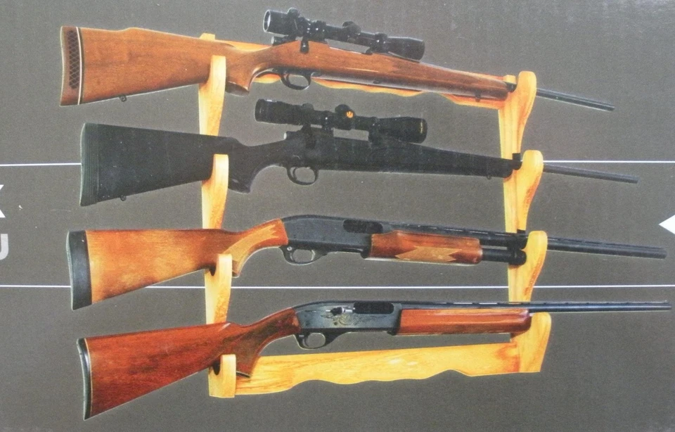 Allen 18550 Wood 4 Gun w/ Optics Rack Wall Mount 24.5"W x 24.5"H x 4.25"D - Image 1 of 4