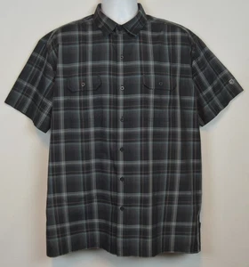 Camisa Kuhl Eluxur Para Hombres XL Manga Corta Abotonada Negra Gris A Cuadros Aire Libre Senderismo - Imagen 1 de 14
