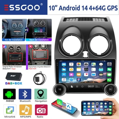 Android 14 DAB+ Autoradio Apple Carplay Für Nissan Qashqai J10 GPS Navi RDS WIFI - Bild 1 von 4