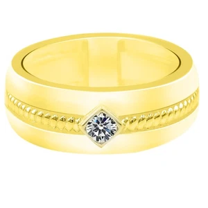 Anillo de aniversario de hombre de forma redonda de 0,80 quilates D/VVS1 sólido oro amarillo 585 - Imagen 1 de 4