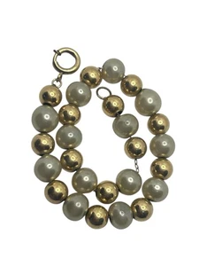 Goldfarbene Kunstperlenkette Armband Vintage - Bild 1 von 14
