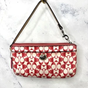 Vtg Coach Y2K Wristlet Purse Bag Peyton Signature Dream Go Go White Pomegranate - Picture 1 of 23