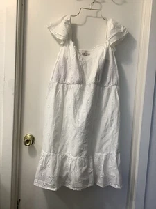 So Womens Boho Cap Sleeve Summer Dress SZ 2X White Eyelet 100% Cotton Lined NWT - Picture 1 of 6
