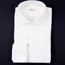 Finamore Napoli Slim-Fit Cream White Woven Cotton Dress Shirt 17 (Eu 43) NWT