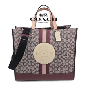 NWT Coach C8418 Dempsey Tote 40 Signature Jacquard & Leather with Stripe & Patch - Picture 1 of 7
