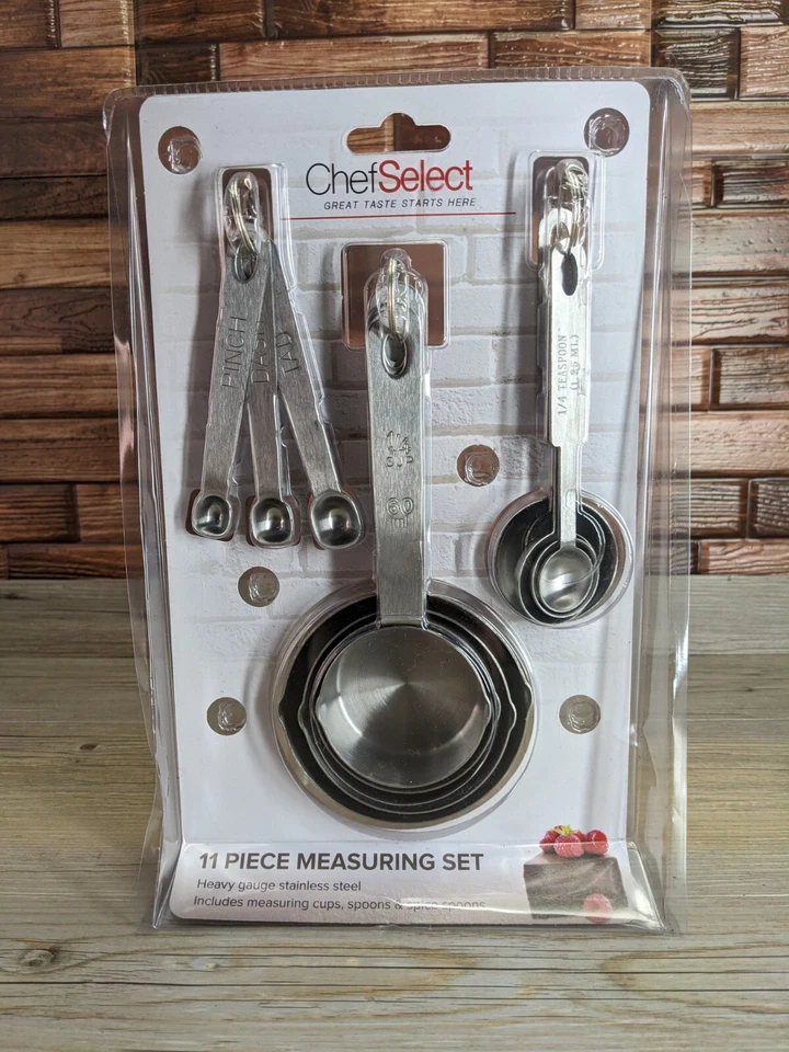 Chef Select 11 Piece Measuring Set Cups/Spoons Stainless Heavy Gauge 03460