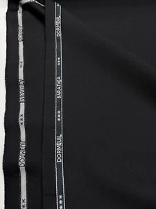 Black Barathea Wool Suiting Fabric DORMEUIL Ceremony Event Cloth made in UK 2.0m - Picture 1 of 8