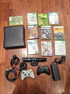 Xbox 360 S Console Black Model 1439 Wireless Controllers + 10 Games + Accessorie - Picture 1 of 3