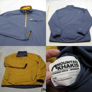 Mountain Khakis Puffer Jacket Mens Large Blue Gold Reversible 1/2 Zip Pullover - Picture 1 of 13