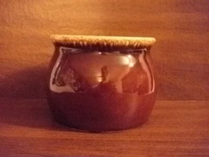 HULL 3" BOWL BROWN DRIP OVEN PROOF POTTERY 1970 MUSEUM QUALITY SUGAR, INDIVIDUAL - Picture 1 of 7