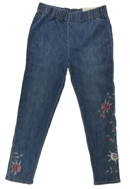 XS-3XL Lace Side High Waist Imitation Blue Jeans Leggings Women's Elastic  Pants