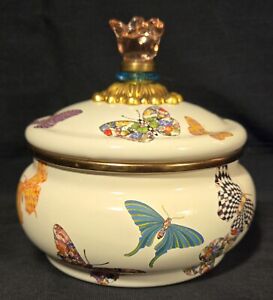 Mackenzie Childs Butterfly Enamelware Covered Vanity Jar
