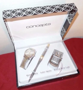 NEW Concepts Executive Gift Set: Quartz Watch, Book Light, & Letter Opener - Picture 1 of 4