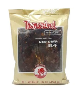 Thai Wet Sour Tamarind Pulp Block Seedless by Cock 16 Oz. (Pack of 2) - Picture 1 of 5