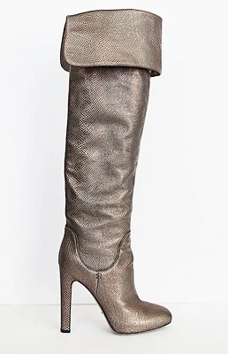 Botas Sergio Rossi Metálicas Lagarto Cuero Repujado Sobre la Rodilla Talla 37.5 EE. UU. 7 Foto 1 de 4