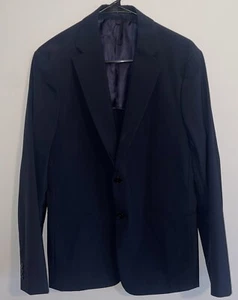 Theory Dark Navy Blue Nylon Slim Fit 2-Button Blazer, 40R - Picture 1 of 12